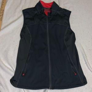 ATHLETA vest cycling size medium charcoal &pink reflective water bottle pockets